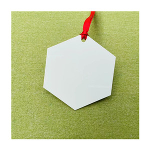 도매 육각 모양의 화이트 승화 알루미늄 장식품 양면 승화 금속 크리스마스 장식 리본 - Product Image 4