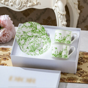 Light Luxury Pastoral & Fresh and Simple Style Lily Valley Ceramic Coffee Cup Saucer <b>Set</b> for Afternoon <b>Tea</b> - Product Image 4