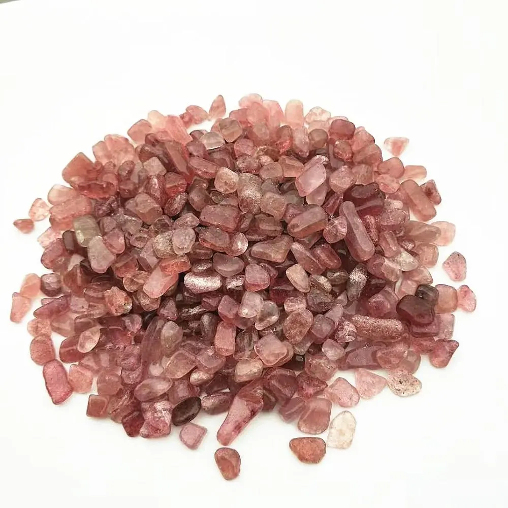 Natürliche Energie Rosa Kristall Kies Chips Erdbeer Quarz Tumbled Stone für Home Decor
