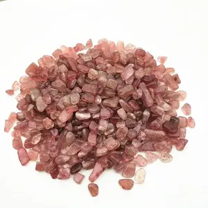 Natural Energy Pink Crystal Gravel Chips Strawberry Quartz Tumbled Stone for Home Decor