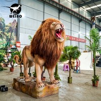 Modèle d'animal animatronique lion réaliste sur mesure, fabriqué à la main par Source Factory, pour les zones scéniques et les jardins botaniques