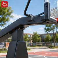 Système de support de basketball à hauteur fixe avec panneau arrière en verre trempé et panier de 45 cm avec rembourrage de poteau pour installation en salle de sport intérieure