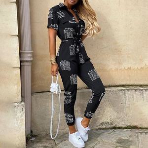 Combinaisons formelles manches courtes combinaison légère cravate taille <span class=keywords><strong>multicolore</strong></span> rayé barboteuse vêtements décontractés femmes salopette - Product Image 5