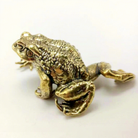 Figurine de crapaud doré en laiton faite à la main, statue de grenouille en cuivre antique, ornement de crapaud porte-bonheur chinois, décoration de plateau à thé, de table ou de bureau