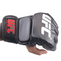 Gants de boxe professionnels mi-doigts (matériau PU) pour adultes - Entraînement MMA, combat libre, style UFC, sac de frappe - Hommes/Femmes