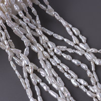 Perles Keshi Baroque Biwa non nucléées, blanches naturelles, 4-5 mm, qualité AAA, haute brillance, percées, certifiées par un tiers, marque XM
