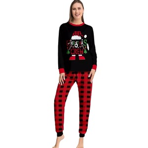 Groothandel bijpassende familiekerstpyjama's met kleine rendierletters bedrukt kerstpyjamaset - Product Image 6