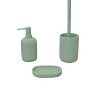 Ensemble d'accessoires de salle de bain en résine vert menthe doux, 3 pièces : distributeur de savon, porte-brosse WC, porte-savon, plateau, ensemble de décoration pour comptoir de salle de bain