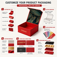 Boîte cadeau pliante de luxe rouge festive personnalisée avec rabat magnétique, emballage en carton à feuille d'or, fabricant en gros