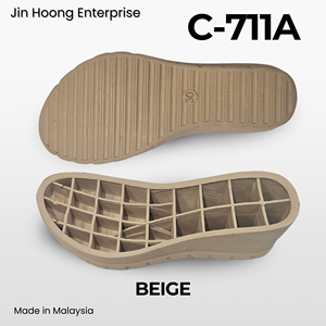 Sandales compensées Jin Hoong pour femmes, légères, durables, antidérapantes, en PVC, C-711A, semelle beige, résistantes à l'eau, épaisseur 50 mm - Product Image 2