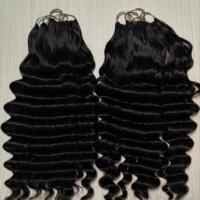 Extensions de cheveux vierges brésiliens Remy non traités, noirs naturels, ondulés profonds, double trame, pour tissage à la machine