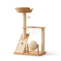Arbre à chat en bois de chêne et sisal de style japonais avec lit intégré, design peu encombrant, mobilier durable pour animaux de compagnie – Vente en gros
