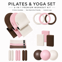 Ensemble de fitness pour la maison avec barre d'haltères personnalisée avec logo, haltères en silicone, anneaux de musculation, tapis de yoga et accessoires de yoga et de Pilates