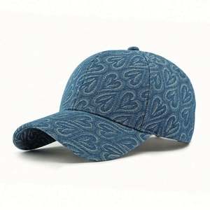 Gorra de béisbol de mezclilla ajustable con jacquard de moda al por mayor, gorra de béisbol de 6 paneles con visera curva - Product Image 1