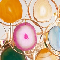 Nouveau design de lustre en pierre d'agate colorée pour hôtel, éclairage pour restaurant