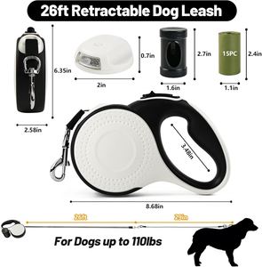 Custom Logo Adjustable Automatic Retractable <b>Dog</b> Leash with Bright LED Flash <b>Light</b> up Poop Bag Holder Dispenser Pet Leash Lead - Product Image 2