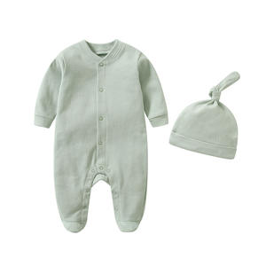 Conjunto de Ropa Personalizada para Bebé Recién Nacido, Mameluco con <span class=keywords><strong>Gorro</strong></span>, Traje de 2 Piezas, 0-12 Meses, 100% Algodón, Manga Larga, Conjunto de Mameluco con Pies para <span class=keywords><strong>Invierno</strong></span> - Product Image 1