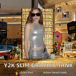 Top Canotta Traspirante in Pizzo per Donne, Crop Top Y2k con Stampa, Slim Fit, Moda Coreana Estiva, Streetwear Senza Maniche, Estetica Camis - Product Image 2