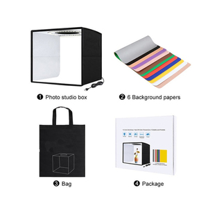 Mini boîte à photos portable de 40cm, tente de prise de vue assemblée en studio, cube de lumière douce à LED avec arrière-plans de photographie - Product Image 4