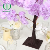 Pohon Bunga Sakura Lavender Buatan yang Menyerupai Asli untuk Dekorasi Meja Pernikahan, Bunga Buatan untuk Pesta Pernikahan