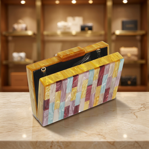 Bolso de Mano de Resina de Primera Calidad, Estilo Bohemio, con Cadena de Latón, Bolso de Moda Único para Mujer, Personalizado para Novias - Product Image 1
