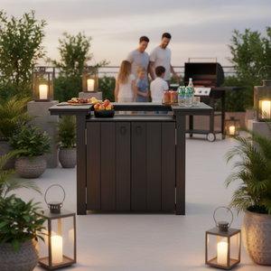 HDPE Outdoor Bar <strong>Table</strong> <strong>and</strong> <strong>Stools</strong> <strong>Set</strong> - Complete Patio Bar Furniture Kit with Storage Perfect for Garden Parties - Product Image 1
