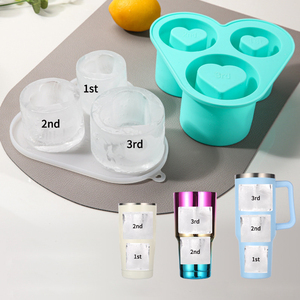 Maravilloso fabricante de cubitos de hielo reutilizables sin BPA, molde de hielo de silicona de 3 cavidades, bandejas de cubitos de hielo en forma de corazón para vasos Stanley - Product Image 4