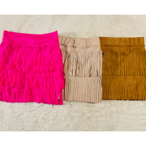 Faux daim Western Rodeo jupe enfant en bas âge enfants en cuir végétalien Boho frange jupes filles frange <span class=keywords><strong>Mini</strong></span> jupe - Product Image 3