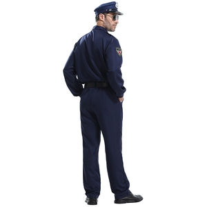 Costume <span class=keywords><strong>de</strong></span> cosplay d'<span class=keywords><strong>agent</strong></span> <span class=keywords><strong>de</strong></span> <span class=keywords><strong>police</strong></span> pour homme adulte, uniforme <span class=keywords><strong>de</strong></span> policier bleu foncé avec taille personnalisée en polyester - Product Image 4