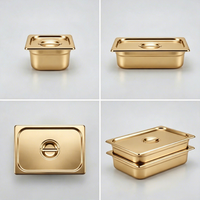 Goldene Edelstahl-Dampftischpfanne Stapelbare Gastronorm GN-Pfanne Mit Deckel Kommerzieller Buffet-Catering-Lebensmittelbehälter