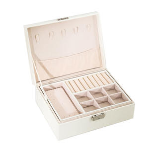 Boîte à bijoux en cuir Pu pour femmes, <span class=keywords><strong>cadeau</strong></span> de filles, Double couche, nouvelle conception, boîtier en bois de princesse, présentoir, serrure - Product Image 1