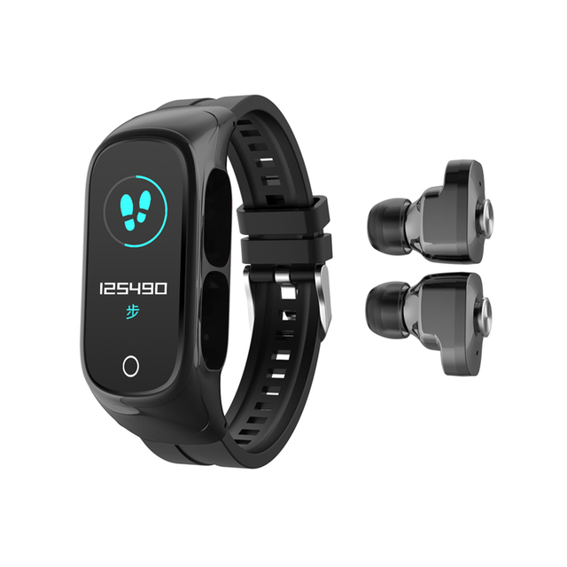 20121 New Products Heart Rate Fitness Tracker Blood Pressure Monitor Smartwatch 2 in 1 Earphone Men Women Smart Watch N8