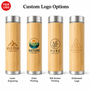 Custom Logo 500ml Bamboo Vacuum Insulated Water Bottle Stainless Steel Thermos with <b>Tea</b> <b>Infuser</b> Eco Friendly Business Gift - Product Image 5