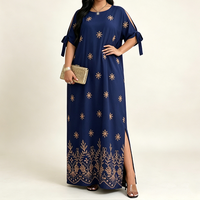 Nouvelle robe décontractée ample en dentelle 100 % coton, style rétro, longueur ras du sol, à motifs floraux, pour femmes du Moyen-Orient