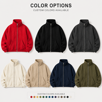 Sudadera 600 GSM Oversize Fleece Merah Berkerudung Dengan Ritsleting Ekstra Tebal Pakaian Berat Unicolor Flanel Sudaferas High Quality Sudaderas