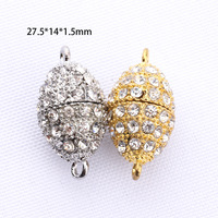 Fermoirs magnétiques en alliage en forme d'olive avec strass pour bijoux, accessoires de bricolage pour bracelets et colliers