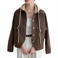 Nouvelle Arrivée Automne 2026 – Manteau Pull Élégant à Capuche et Boutons pour Femme, 100% Polyester, Haute Qualité