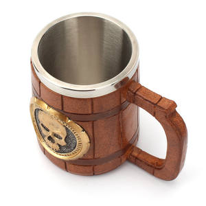 Caneca 2021 ml, nova chegada 600 presentes ouro esqueleto caveira de madeira cerveja - Product Image 2