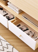 Meuble TV en bois de chêne fait main AILICHEN, design rustique moderne pour petit salon familial, pour la maison, l'hôtel et l'école