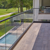 Balustrade résidentielle sans cadre, montage en surface, rail en verre en forme de U pour escalier