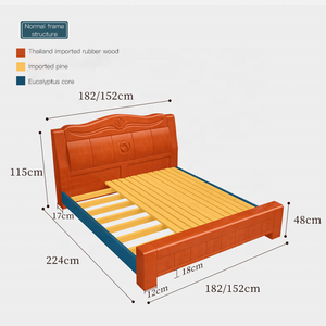 Stile cinese 2021 casa set moderno king size in legno massello telaio camera da letto a buon mercato mobili in legno letto matrimoniale con stoccaggio - Product Image 5
