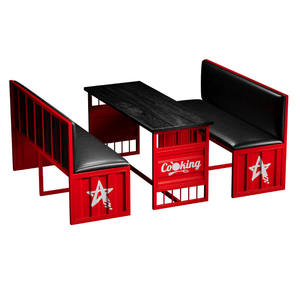 Set tavolo e sedie in stile industriale, per bar, caffetteria, ristorante, area relax, in ferro battuto retrò, cabina container, divano - Product Image 6