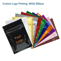 Sacs zip-lock plats imprimés avec logo personnalisé sac d'emballage comestible en mylar en feuille d'aluminium avec fermeture éclair pour mariage