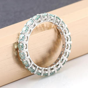 Anello di fidanzamento per matrimonio con anello di fidanzamento in argento 925 sterl <span class=keywords><strong>moissanite</strong></span> tondo verde acqua - Product Image 5