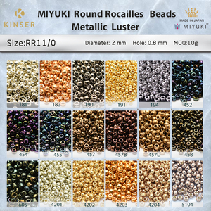 Cuentas Redondas Miyuki Rocailles 11/0 de 2 mm [24 Colores Metálicos Brillantes] Paquete de 10 g - Product Image 1