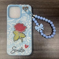 Coque de téléphone PC motif fleur diamant avec chaîne pour iPhone 18 17 16 15 14 13 12 11 et Infinix Smart20 Note60 Smart10 – Housse arrière tendance pour femme