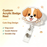 Porte-badge rétractable en acrylique imprimé UV personnalisé avec motif mignon gravé au laser, porte-carte d'identité pour accessoires de carte d'identité de bureau