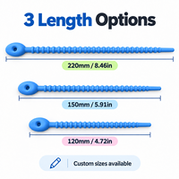 Attaches de câbles en caoutchouc silicone réutilisables de qualité industrielle, résistantes aux intempéries, multicolores, avec design à perles ajustables