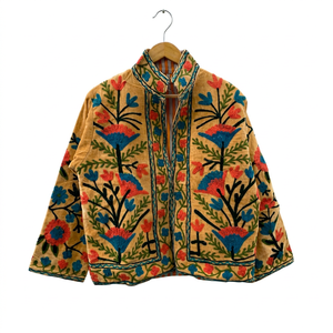 Manteau en coton brodé à la main à motifs floraux, col mandarin, manches longues, grande taille, vêtements d'extérieur pour femmes, style chinois, automne - Product Image 1