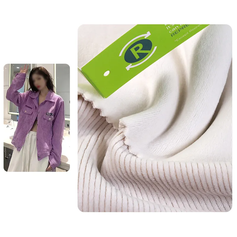 Vải Nhung Kẻ Sản Xuất Vải Cọ Polyester Vải Spandex 92.5% Polyester7.5 % Chống Thấm Nước Có Thể Tái Chế Oeko-Tex